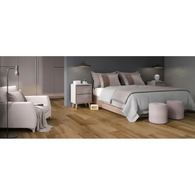 Porcelanato Amadeirado Carvalho Natural Acetinado Marrom 20x120cm Caixa com 1,7 m² Biancogres