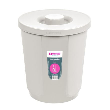 Lixeira Plástica Red Com Tampa 6L Bege Sanremo