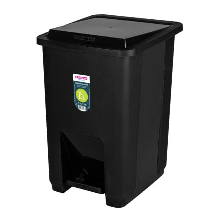 Lixeira Com Pedal Plástico 15L Preta Sanremo