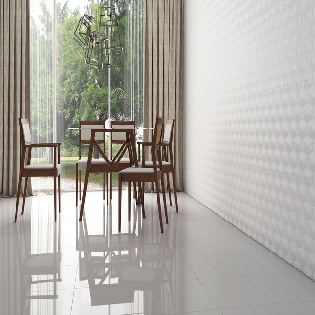 Porcelanato Pure White Esmaltado Polido 84X84 Caixa 2,12m² Elizabeth