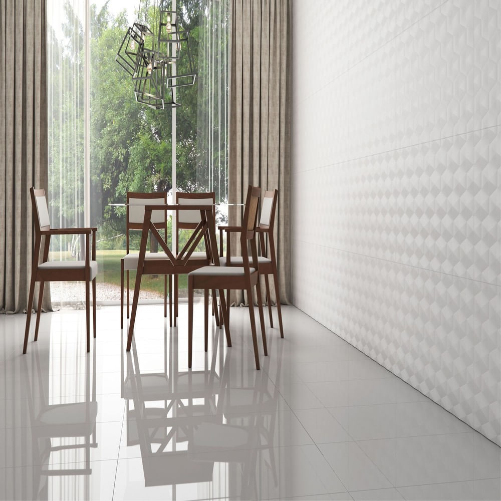 Porcelanato Pure White Esmaltado Polido 84X84 Caixa 2,12m² Elizabeth