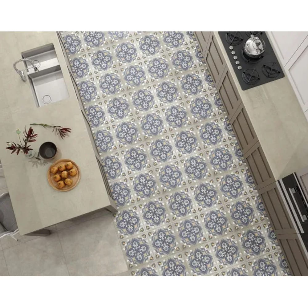 Piso Cerâmico Acetinado Retificado 66x66cm Caixa com 2,18 m² Extra Azul Braga Mate Formigres