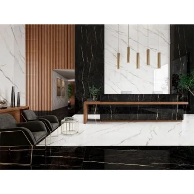 Porcelanato Esmaltado Polido 60x120cm Caixa com 2,20 m² Preto Chloe Lux Biancogres