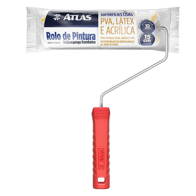 Rolo de Pintura Antirespingo Lã Sintética 15CM Atlas