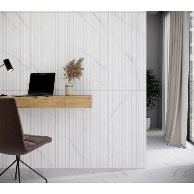 Revestimento Esmaltado 45x90cm Caixa com 2 m² Branco Ripa Calacata Biancogres