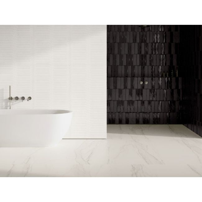 Porcelanato Marmorizado Retificado Natural 60x120cm Moonlight Off White Stream 1,43m² Portobello