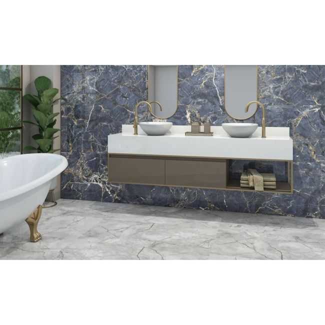 Porcelanato Maxi Blue 60X120Cm Esmaltado Polido Caixa 1,44M2 Elizabeth