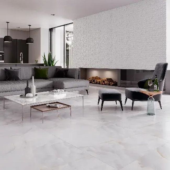 Porcelanato Esmaltado 90x90cm Caixa com 2,4 m² Bege Onix Bianco Satin Biancogres