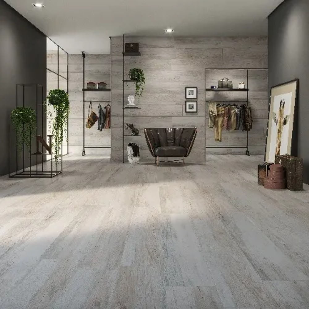 Porcelanato Amadeirado Esmaltado 26x106cm Cinza Scandi