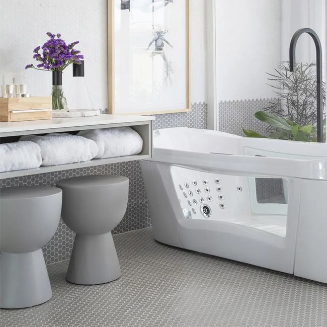 Pastilha para Piscina Cinza Inox Acetinado Hexagonal 5 cm Bold Drop System Atlas