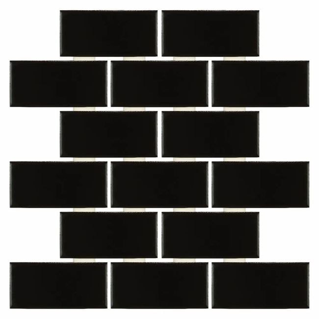 Revestimento Para Piscina Preto Acetinado 5x10 cm Grés Nero J.A. Bold Drop System Atlas