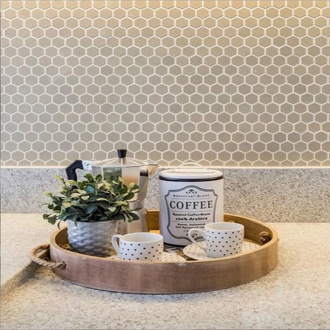 Pastilha para Piscina Bege Aveiro Acetinado Hexagonal Bold Drop System Atlas