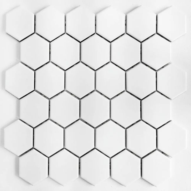 Pastilha para Piscina Branco Artico Acetinado Hexagonal 5 cm Bold Drop System Atlas
