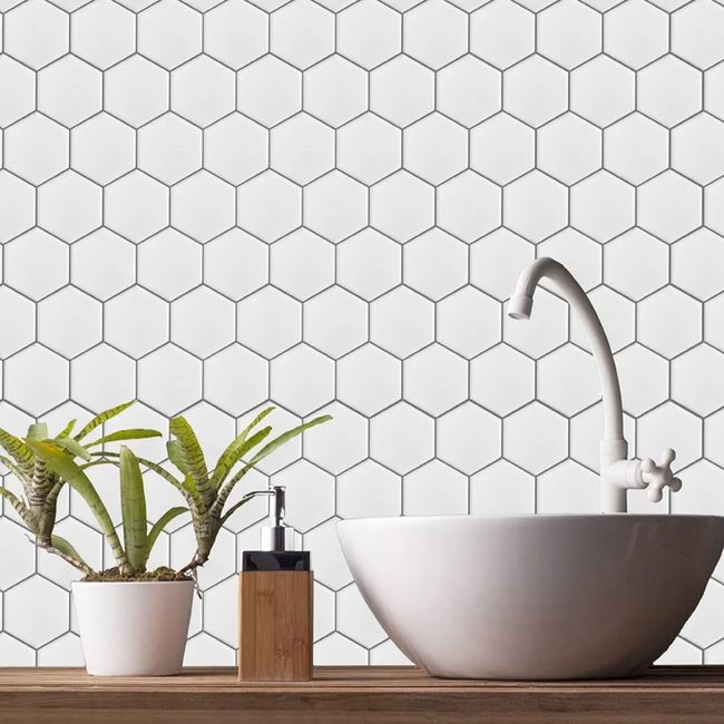 Pastilha para Piscina Branco Artico Acetinado Hexagonal 5 cm Bold Drop System Atlas