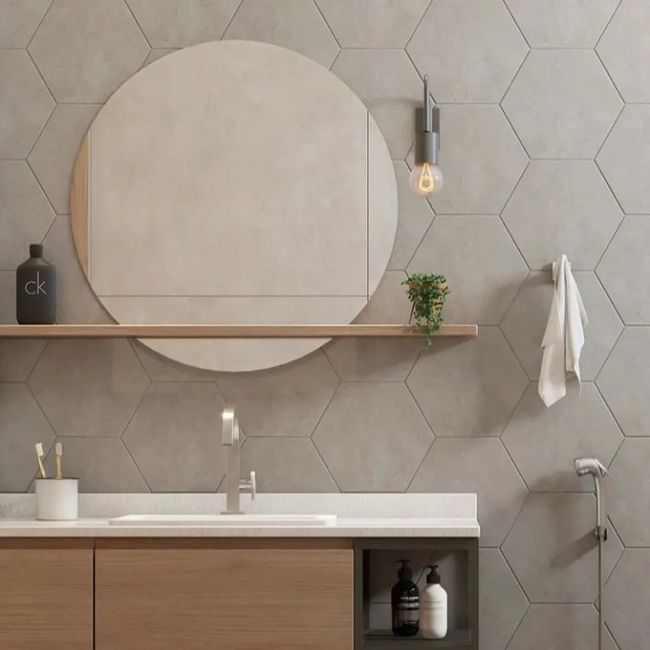 Revestimento Para Piscina Cinza Hexagonal 22,3 cm Grés Antares Mate Bold Atlas