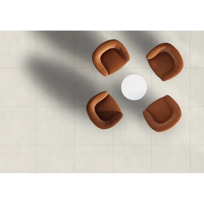 Piso Cerâmico Cimentício Bege Retificado Acetinado 76x76cm Evora White 3,46m² Royal Grés