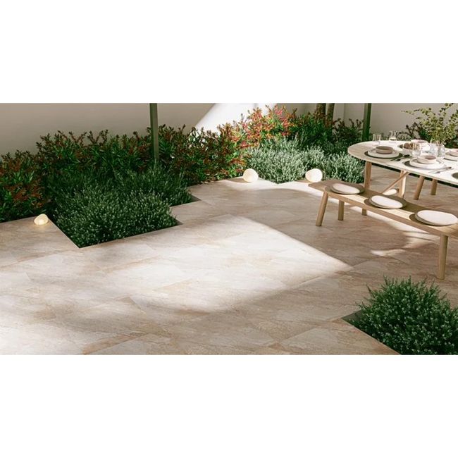 Porcelanato Pedra Bege Retificado Granilhado 61,8x61,8cm Trento Out 2,67m² Royal Grés