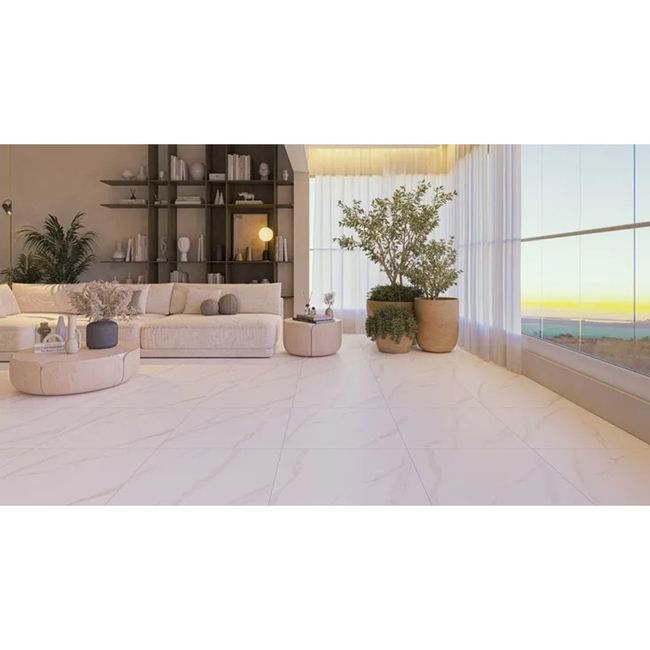 Porcelanato Marmorizado Branco Retificado Acetinado 61,8x61,8cm Asti 2,67m² Royal Grés