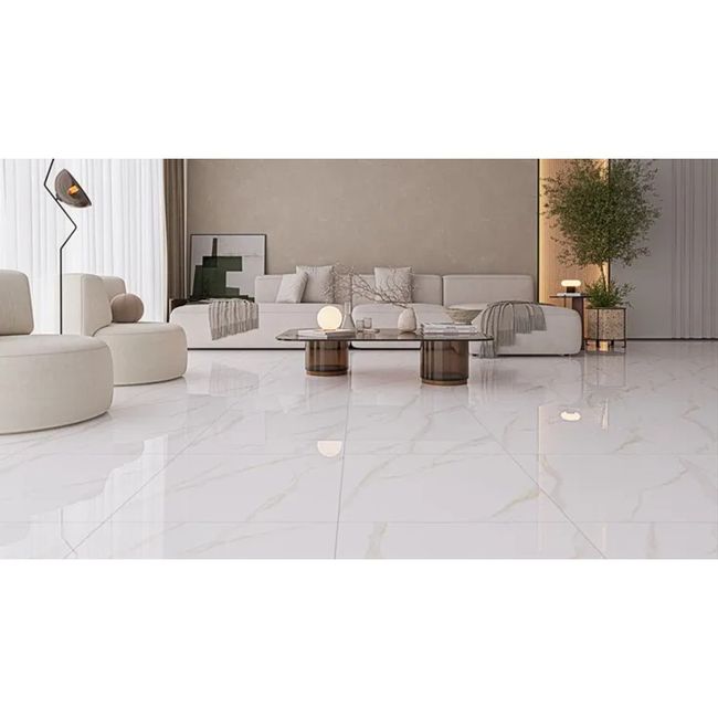 Porcelanato Marmorizado Branco Retificado Polido 61,8x61,8cm Asti Lux 2,67m² Royal Grés