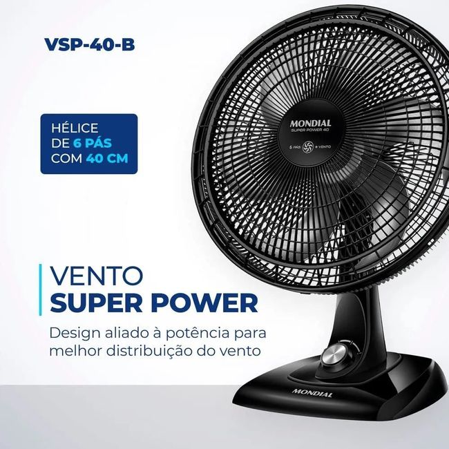 Vsp 40 B Ventilador De Mesa 40Cm Super Power 220V Mondial