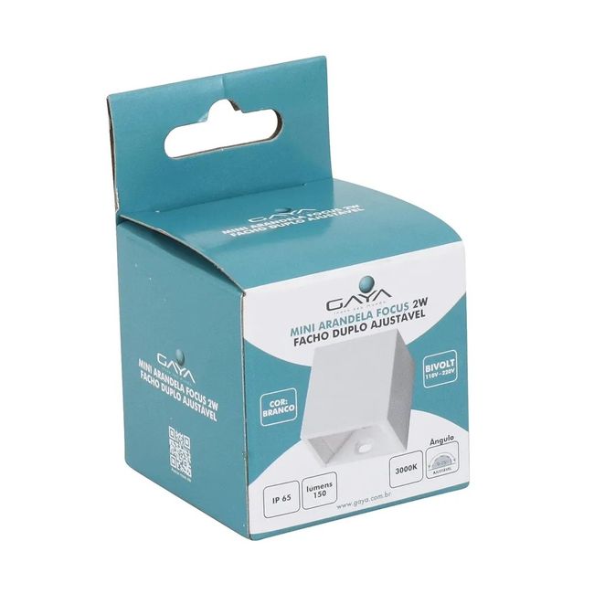 Mini Arandela Focus Branca Bivolt 3000K 2W Gaya