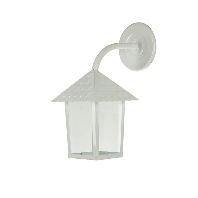 Arandela Colonial Quadrado Vidro Liso 1XE27  Branco Blumenau Iluminação
