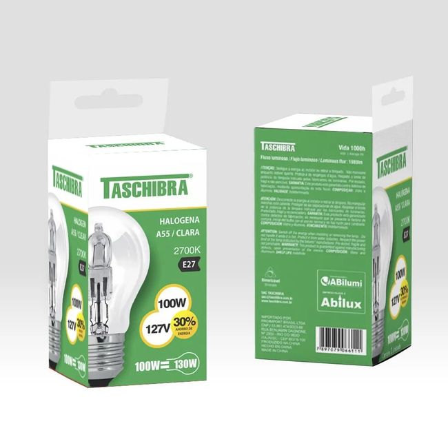 Lâmpada Halógena A55 100W 127V Taschibra