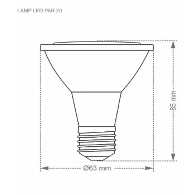 Lampada Led Par 20 7W 36 Graus 6500K Branca Ip65 Taschibra