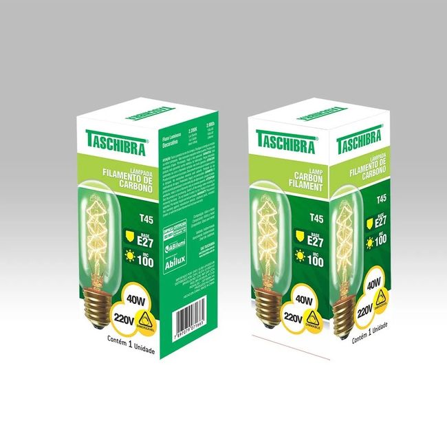 Lâmpada Filamento De Carbono T45 40W 220V Taschibra