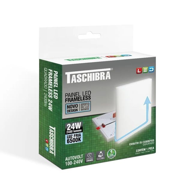 Painel Led Frameless 24W Quadrado 6500k Taschibra