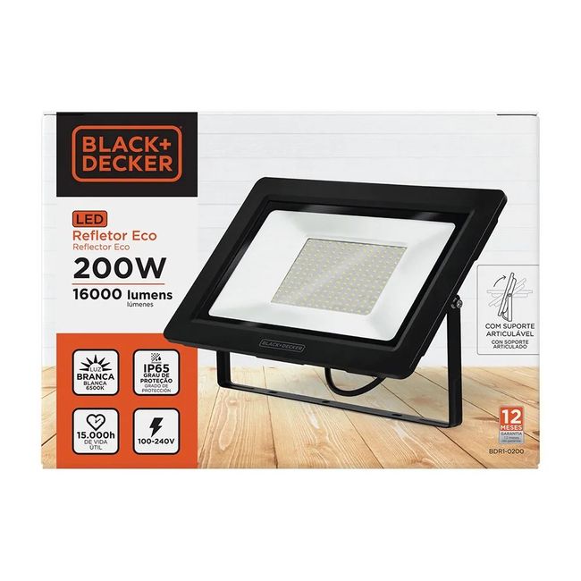Refletor Led Eco 200W 6500K Ip65 Bivolt  Black Decker