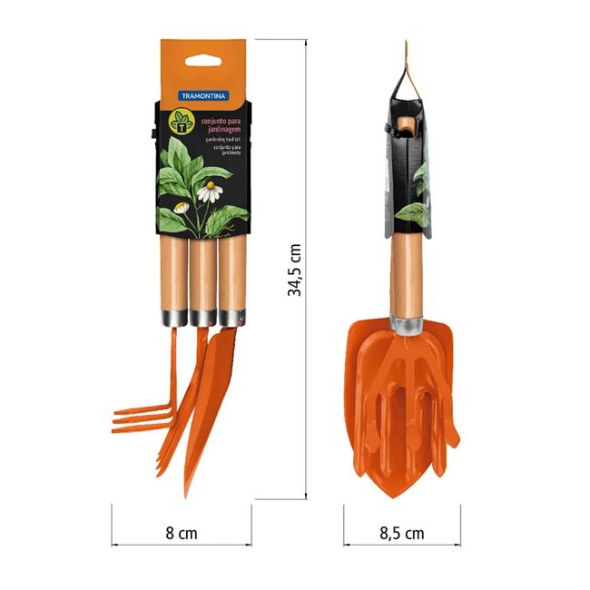 Conjunto para jardim com cabode madeira 3 peças 78102/801 Tramontina