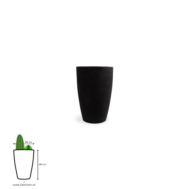Vaso De Plástico Cone Grafiato Pote 45 Preto Absoluto Vasap