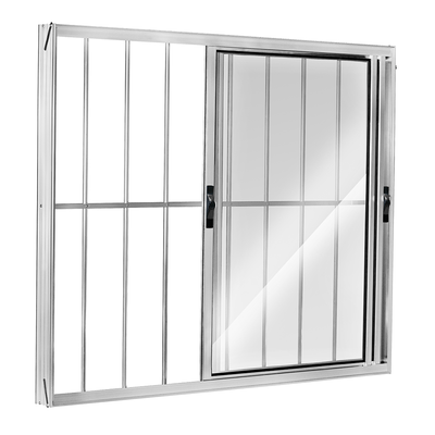 Janela de Aluminio de Correr 100x150 Esquerda com Grade Prata Ecosul Esquadrisul