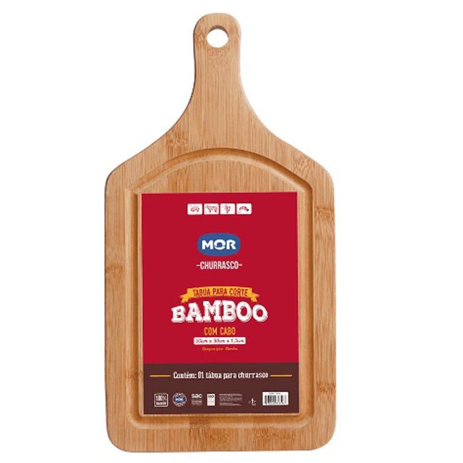 Tábua Retangular c/ Alça Bamboo 50x30cm