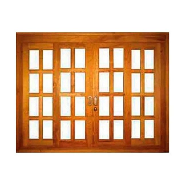 Janela de correr de madeira Quadriculado 80x160cm padrão imbuia Madaza