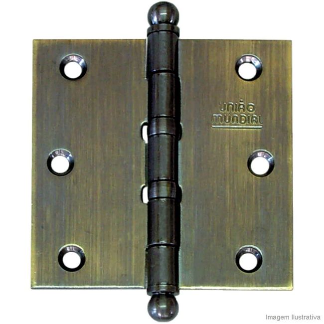 Dobradiça linha Média de aço cromado com anéis 3 1/2x3'' União Mundial