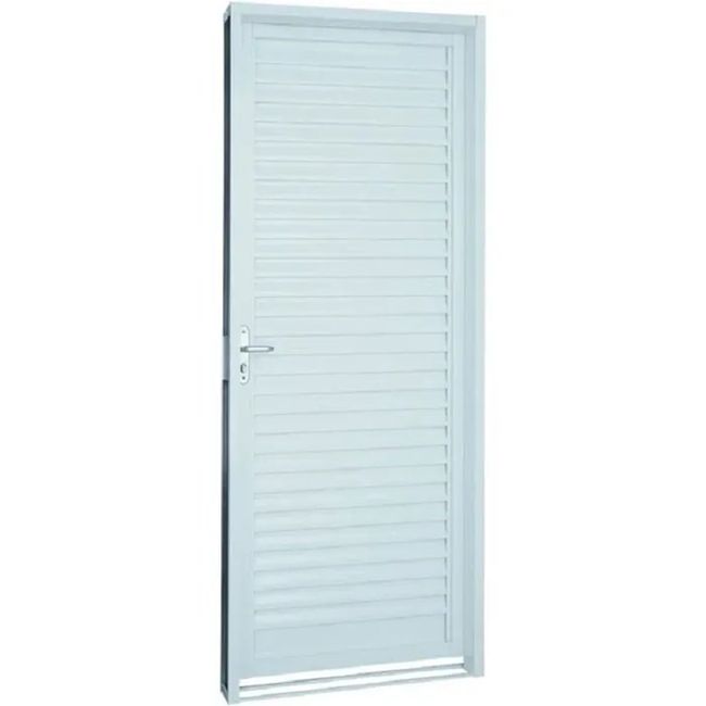 Porta Veneziana Aço Branco Esquerda 217x87x12 Prátika Sasazaki