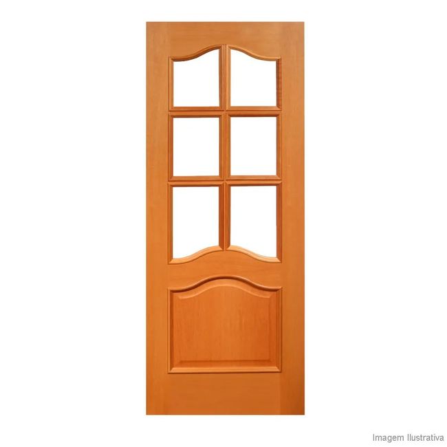 Porta Decorada de Madeira Napoleão para Vidros 210x82cm Mogno Fuck