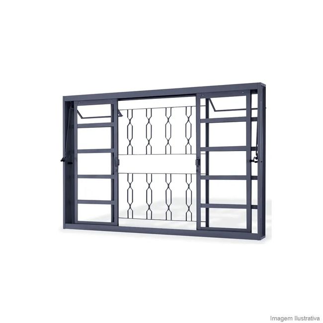 Janela de Correr 4 Folhas Básica 100x150x13cm Bascula Lucasa
