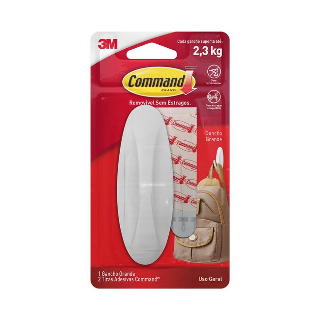 Gancho Adesivo Grande Unitário Plástico Branco 3M™ Command™