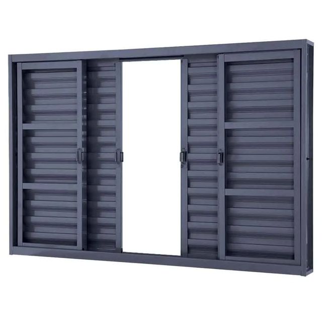 Janela Veneziana 6 Folhas Básica 100x150x13cm Sem Grade Cinza Lucasa