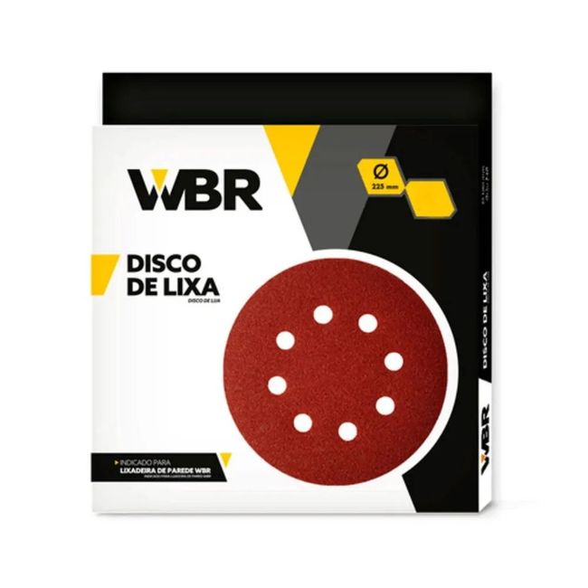 Disco de Lixa 225mm 8 Furos Grão 150 (10 Unidades) WBR