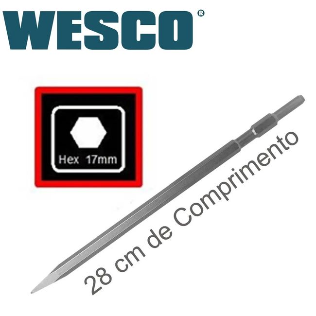 Ponteiro Com Encaixe Sextavado Ws3203K 17 Milímetro 280 Milímetro Cinza Wesco