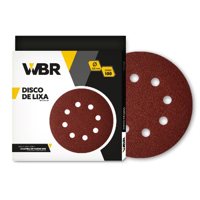 Disco de Lixa 225mm 8 Furos Grão 180 (10 Unidades) WBR