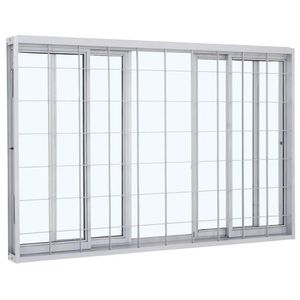 Janela de Correr 4 Folhas Pratika Sasazaki 100x200cm com Grade Branca