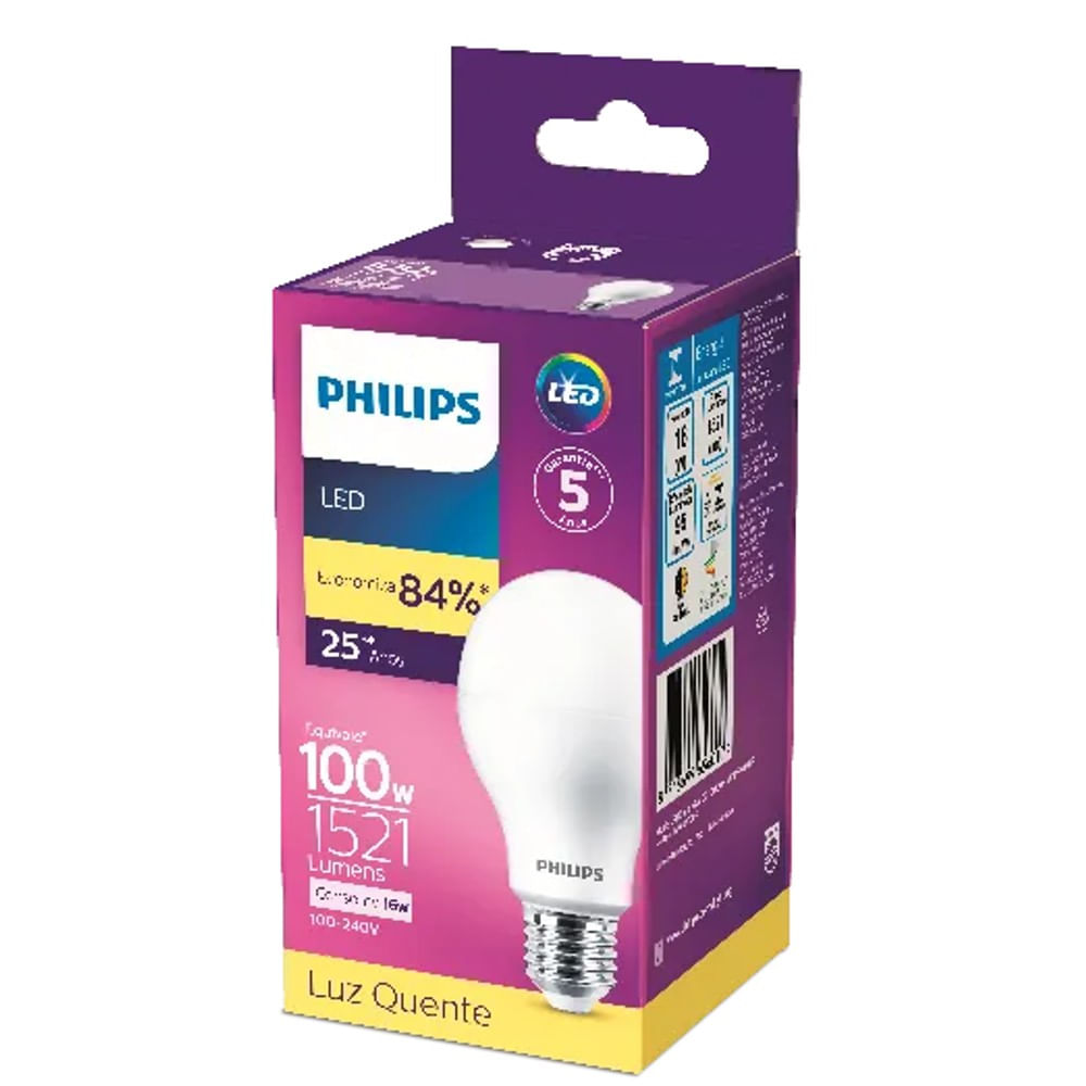 Lâmpada LED Bulbo Philips 16W 3000K E27 Bivolt | Telhanorte