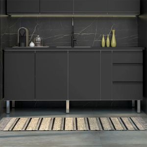 Gabinete Para Cozinha De Aço Gaia 195Cm Preto Cozimax