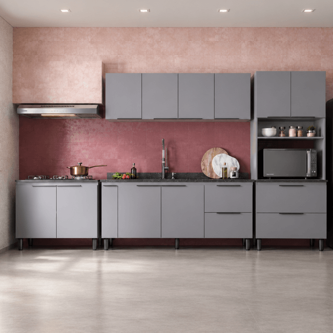 Cozinha-Completa-Modulada-3-Pecas-com-Balcao-Cooktop-Armario-Aereo-144cm-e-Torre-Quente-Cisne-Cinza-Cozimax--1-