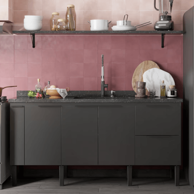 Gabinete Cozinha Cisne 174X85X51 Pia 180 Preto Cozimax -1-